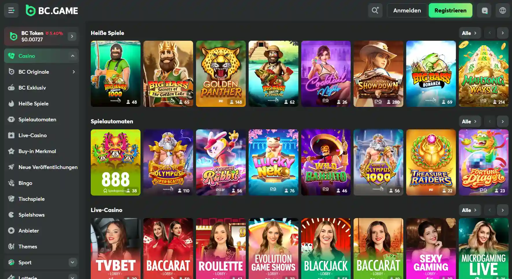BC Game Casino Spiele Auswahl